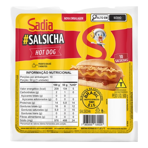 Salsicha Hot Dog Sadia 500g 10 Unidades