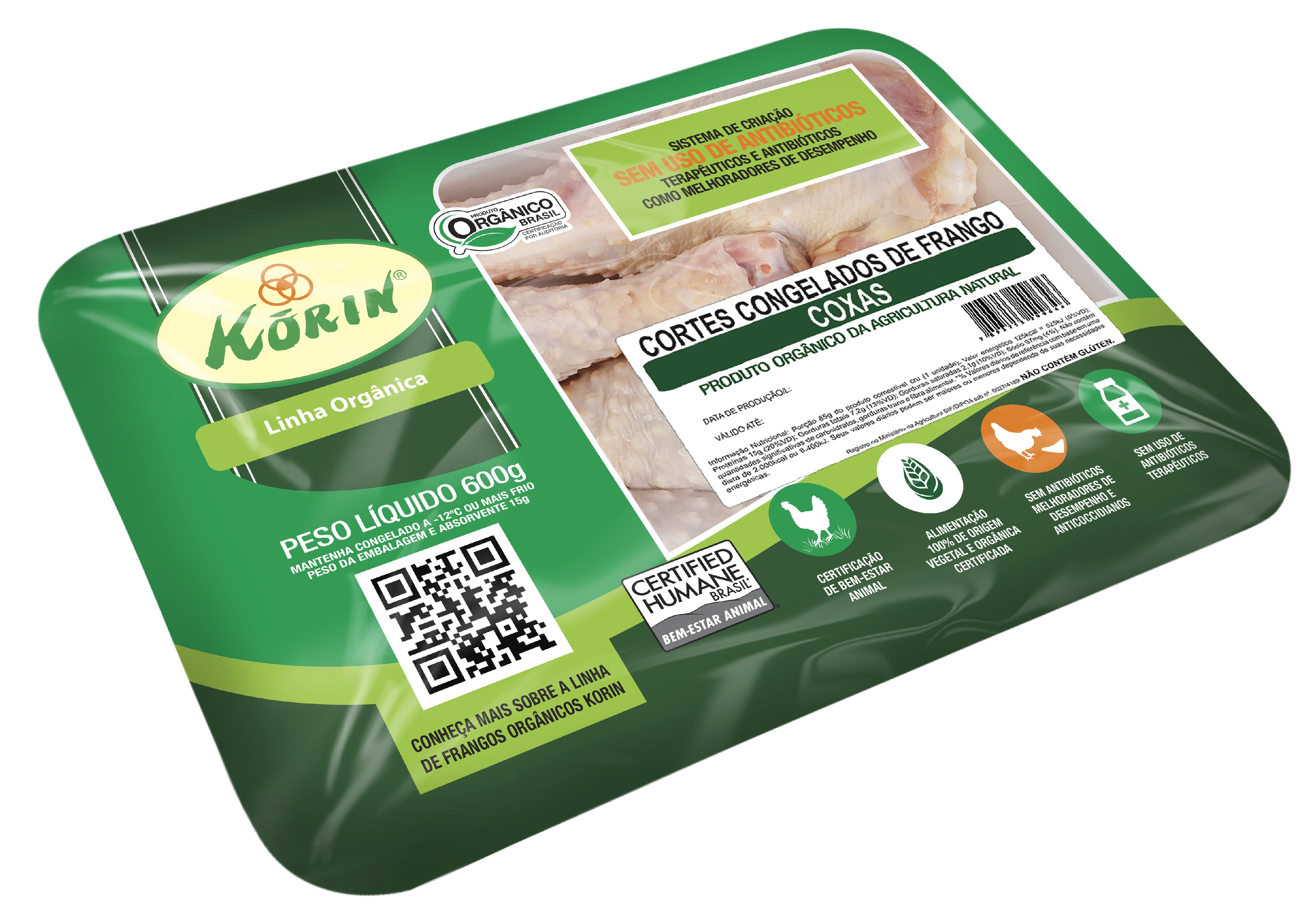 Coxa De Frango Congelada Orgânica Korin 600g