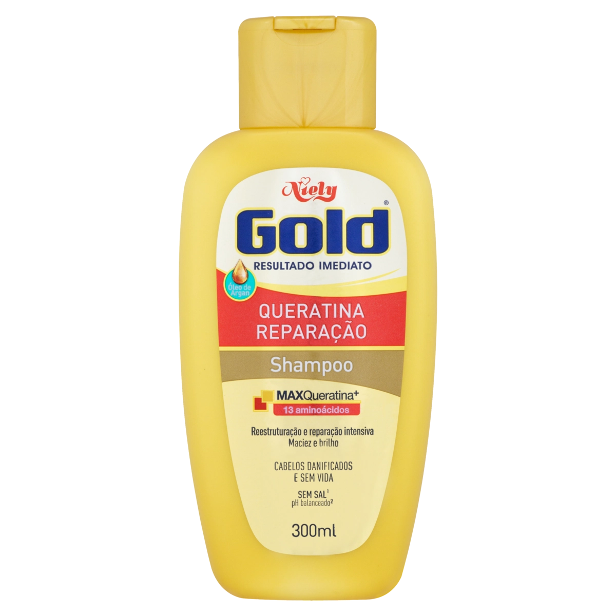 Shampoo Niely Gold Queratina Reparação Frasco 300ml