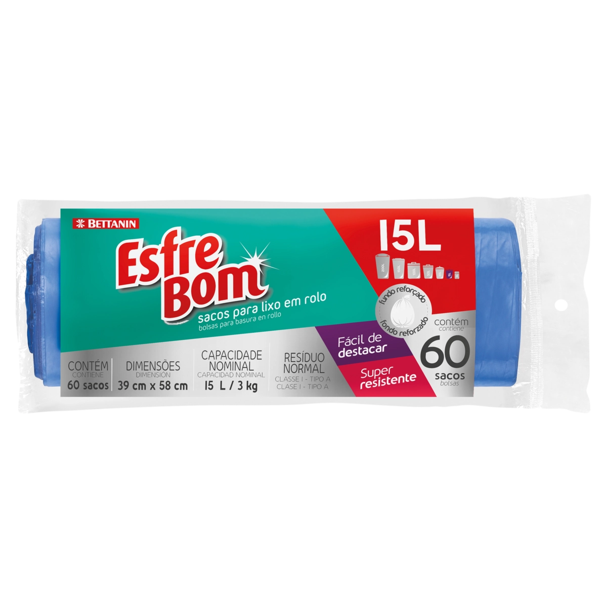 Saco Para Lixo Tipo A 15l Esfrebom 60 Unidades