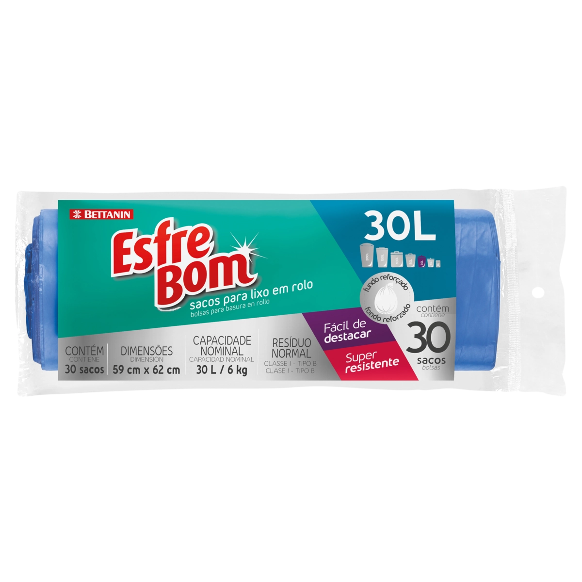 Saco Para Lixo Tipo B 30l Esfrebom 30 Unidades