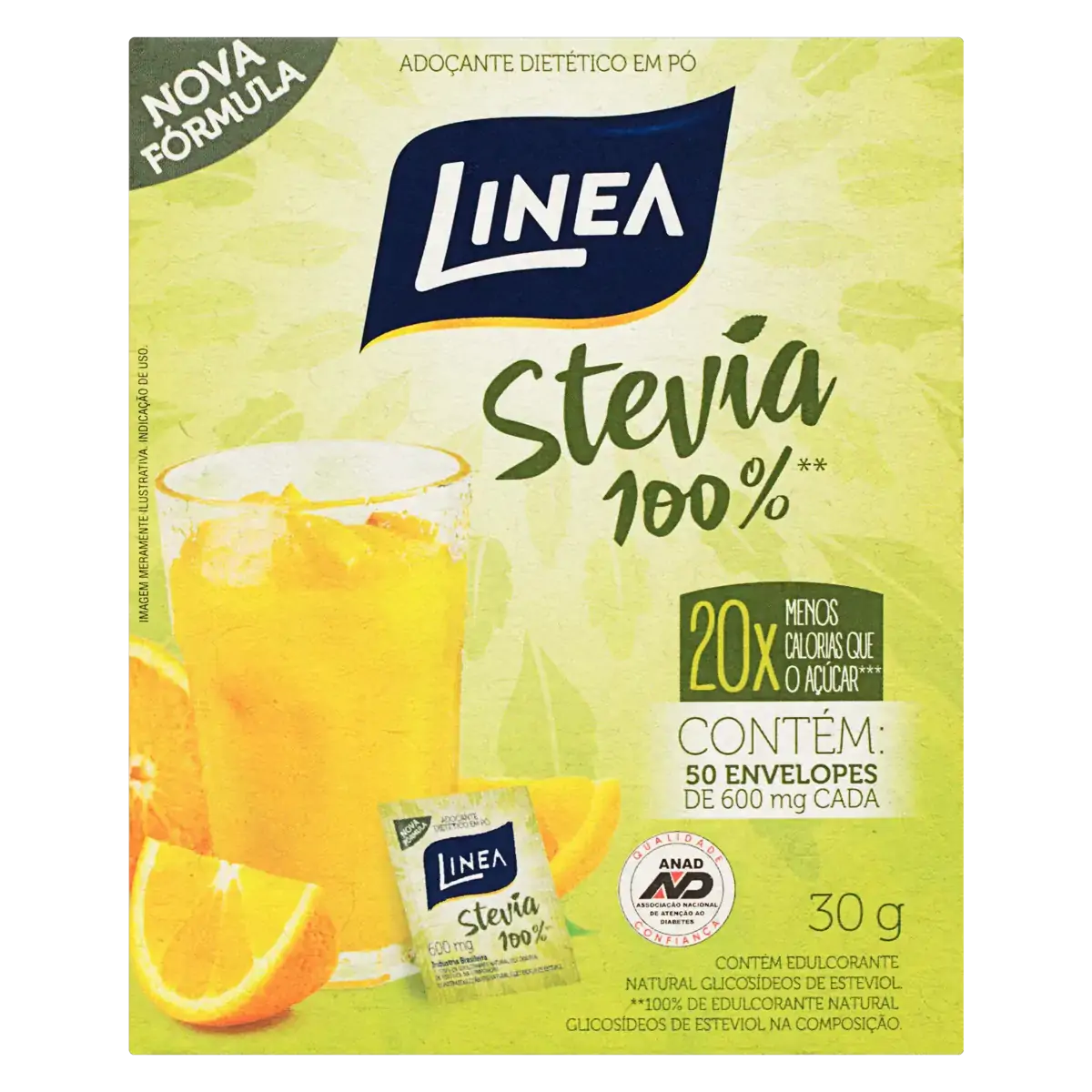 Adoçante Em Pó Stevia Linea Caixa 25g 50 Unidades