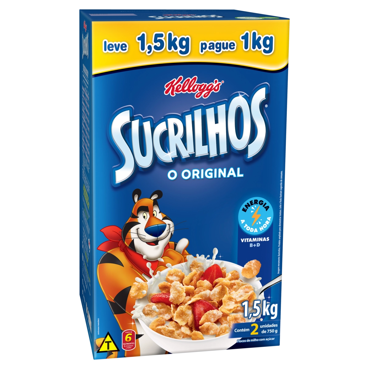 Pack Cereal Matinal Original Kelloggs Sucrilhos Caixa 2 Unidades Leve 1,5kg Pague 1kg Embalagem Econ