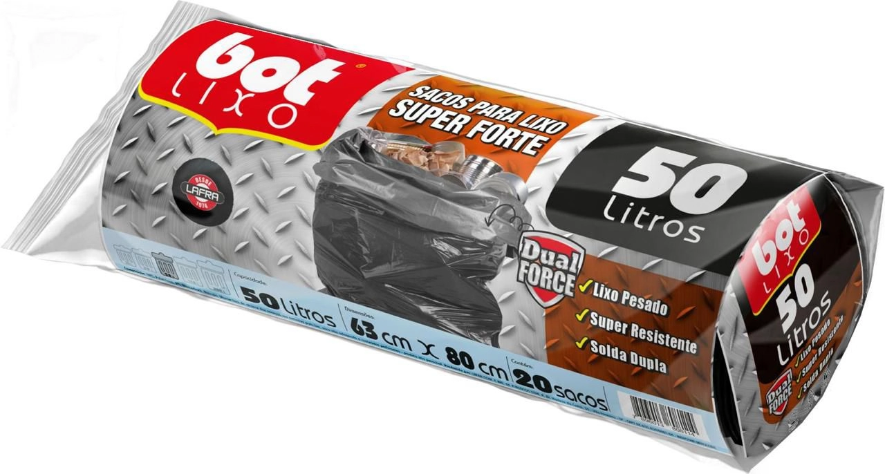 Saco Lixo Bot Roll Super Forte 50lts Preto