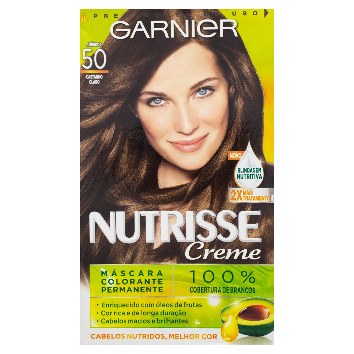 Kit Máscara Colorante Creme 50 Castanho Claro Garnier Nutrisse