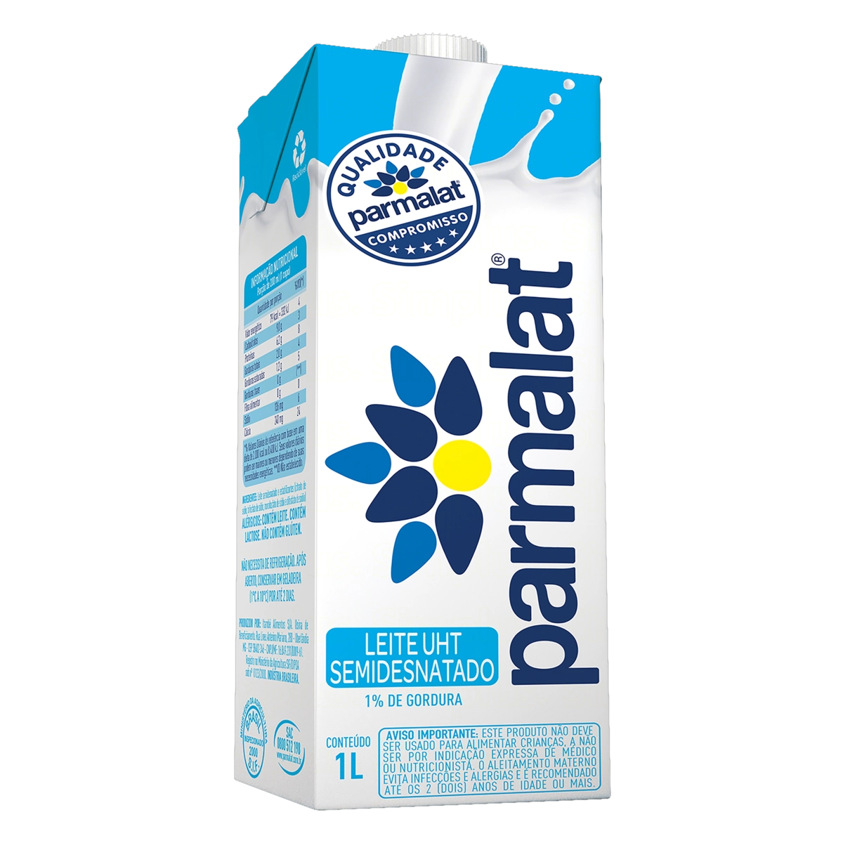 Leite Uht Com Tampa Semidesnatado Parmalat Caixa 1l