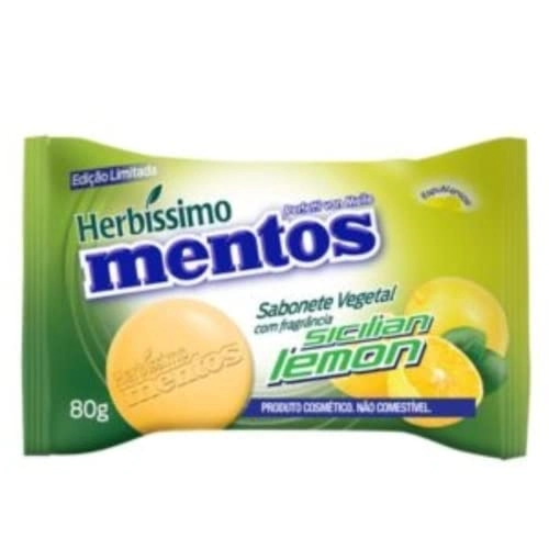 Sabonete Barra Vegetal Mentos Sicilian Lemon Herbíssimo Flow Pack 80g
