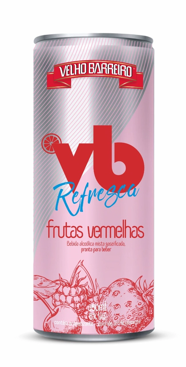 Bebida Mista Alcoólica Gaseificada Frutas Vermelhas Velho Barreiro Refresca Lata 350ml