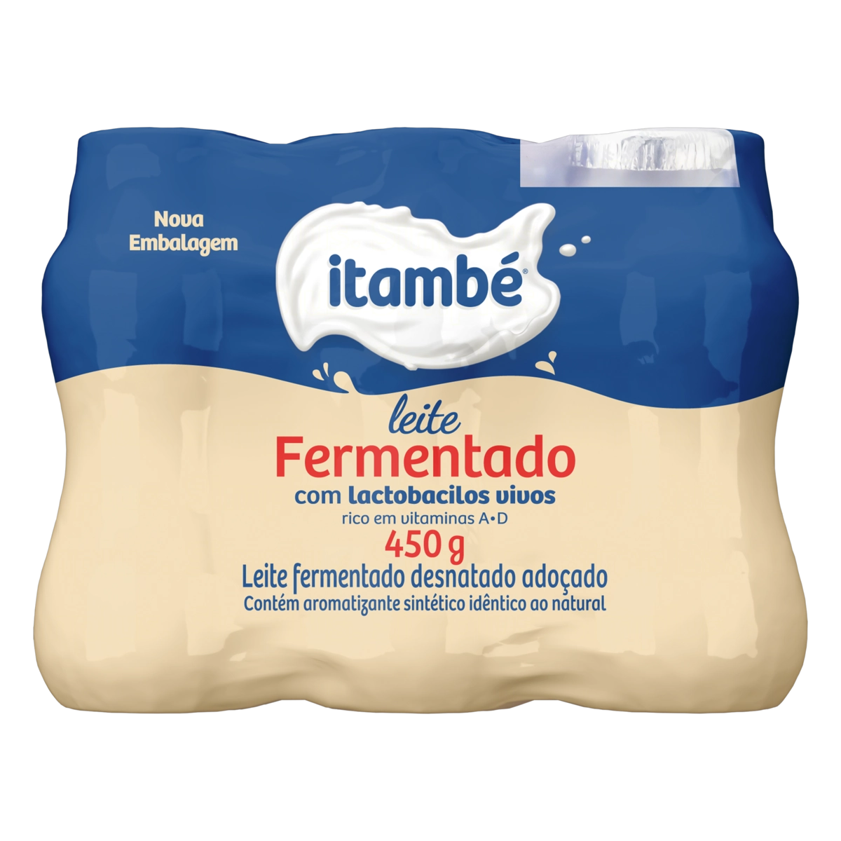 Pack Leite Fermentado Adoçado Desnatado Itambé Frasco 450g 6 Unidades