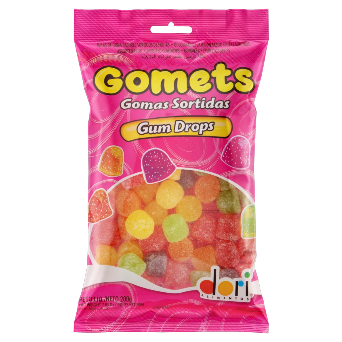 Bala De Goma Frutas Sortidas Gum Drops Dori Gomets Pacote 200g