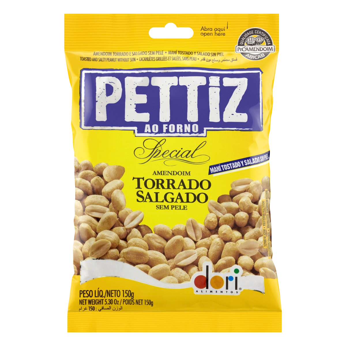 Amendoim Torrado Salgado Sem Pele Dori Pettiz Special Pacote 120g