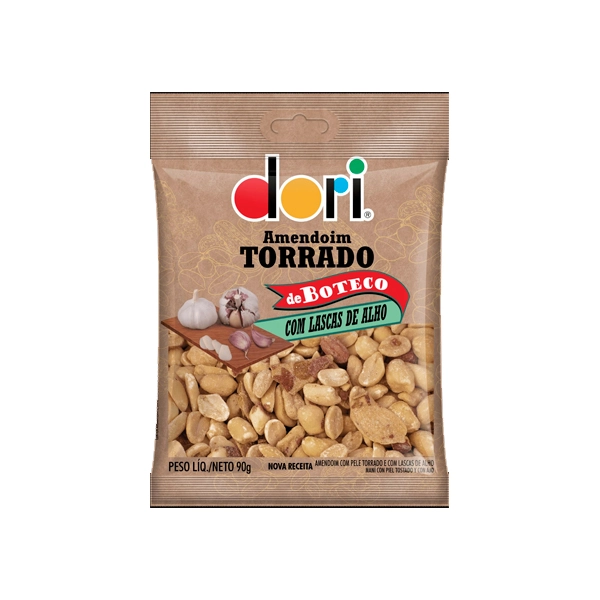 Amendoim Torrado Com Lascas De Alho Dori De Boteco Pacote 90g