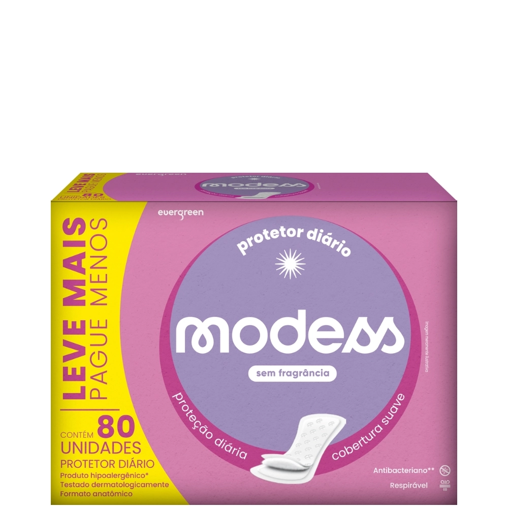 Absorvente Protetor Diário Sem Prefume Modess 80un