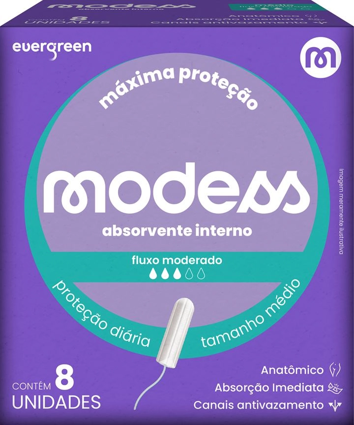 Absorvente Modess Interno 8 Und Medio