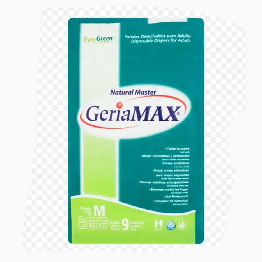 Fralda Descartável Adulto Aloe Vera Ever Green Geriamax Natural Master M Pacote 9 Unidades