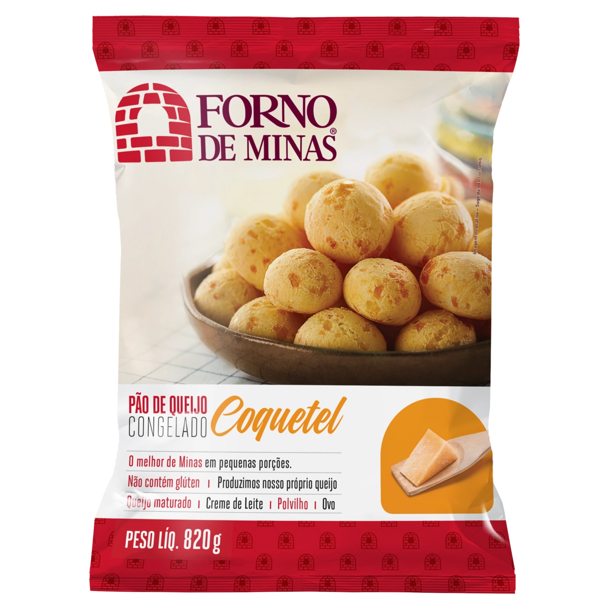 Pão De Queijo Congelado Coquetel Forno De Minas Pacote 820g