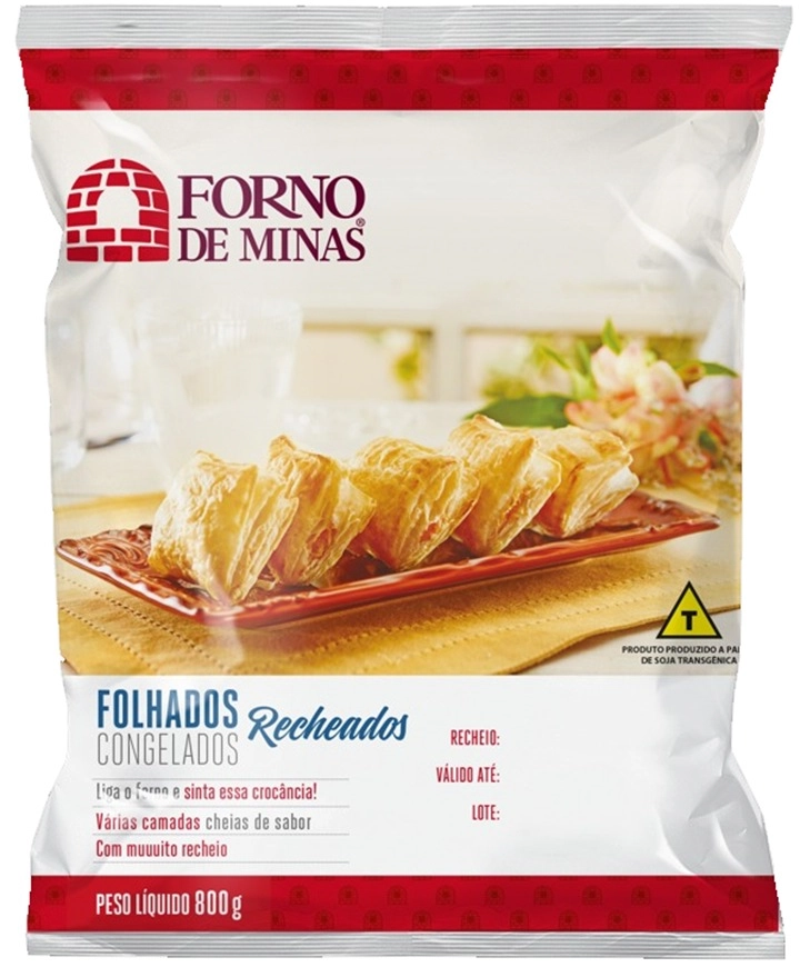 Folhado Congelado Recheio Frango Forno De Minas Pacote 800g