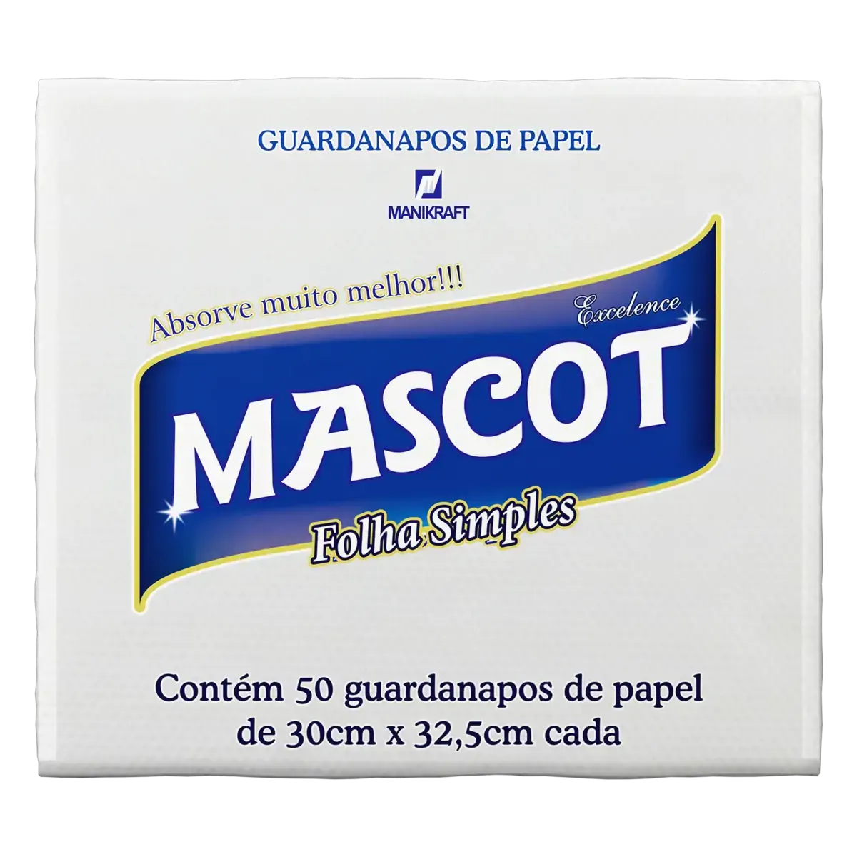 Guardanapo De Papel Folha Simples Mascot Excelence 30cm X 32,5cm Pacote 50 Unidades