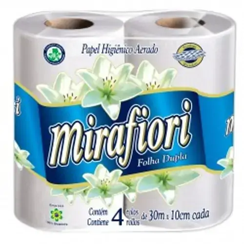 Papel Higiênico Folha Dupla Mirafiori Premium 30m Pacote 4 Unidades