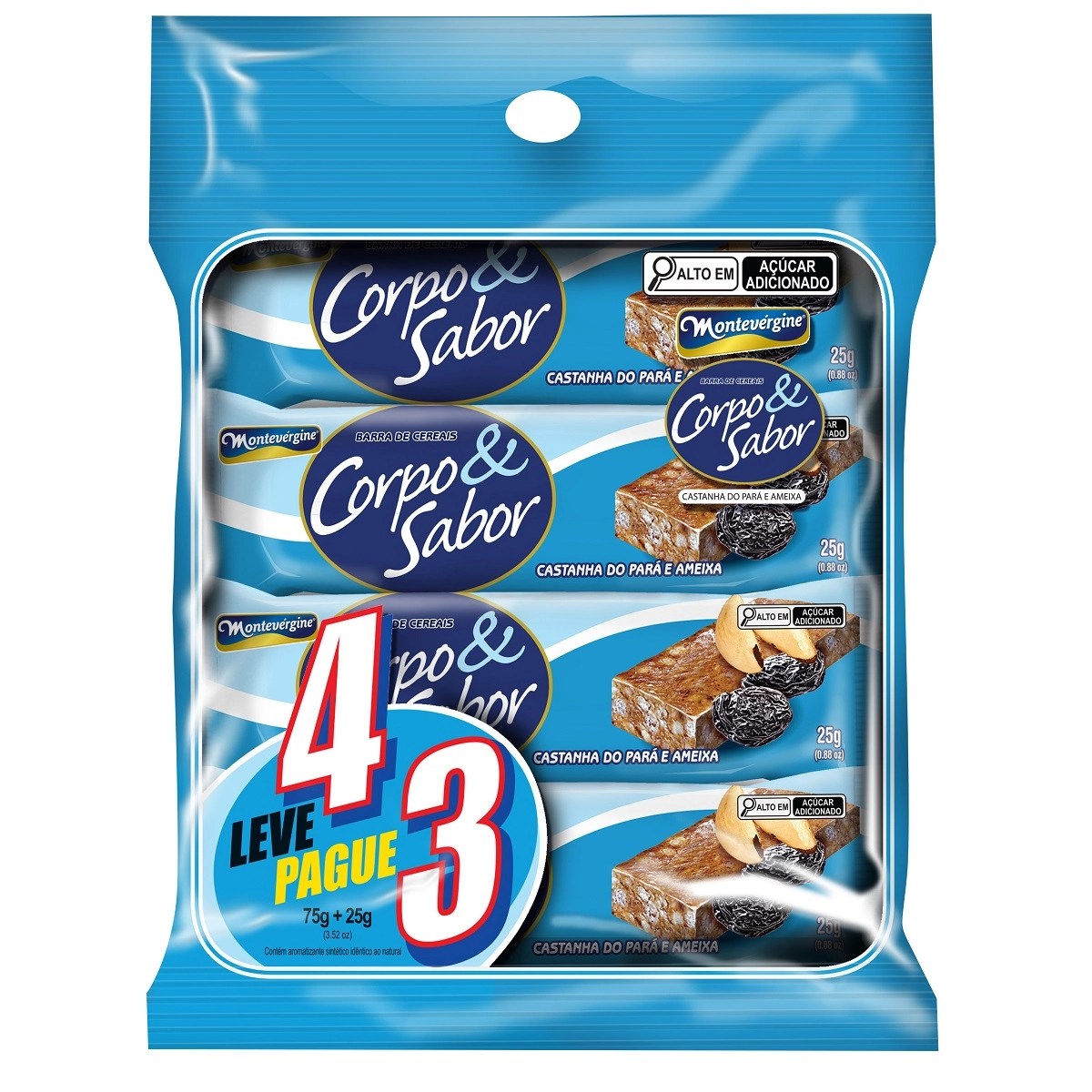 Barra De Cereal Corpo Sabor Castanha Do Pará E Ameixa 3unidade X