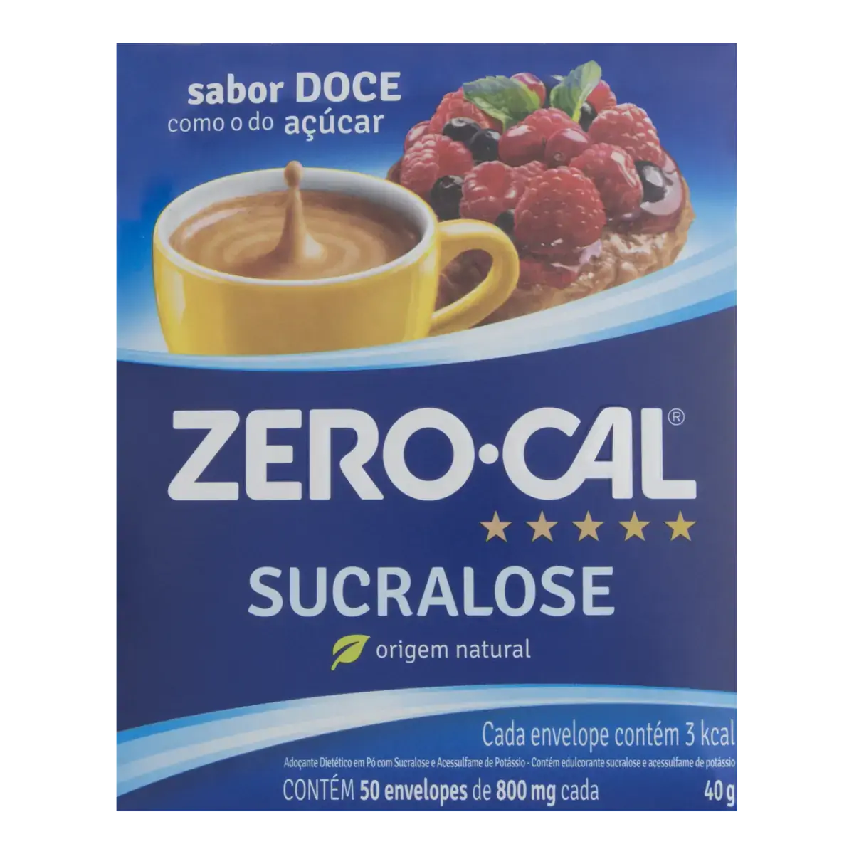 Adoçante Em Pó Sucralose Zero Cal Caixa 40g 50 Unidades