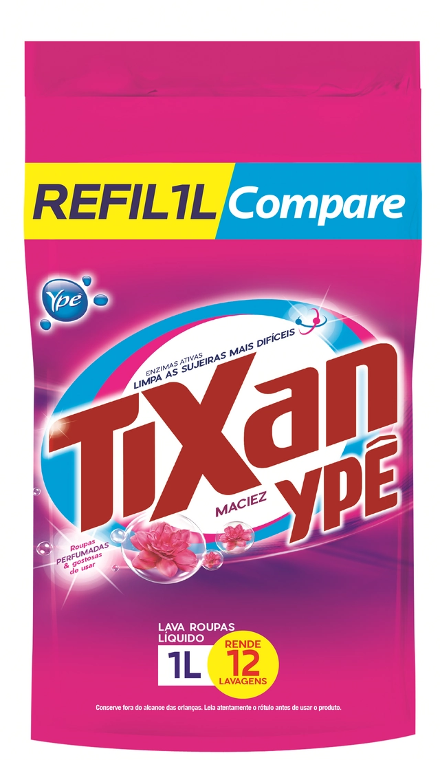 Lava Roupas Líquido Maciez Tixan Ypê Sachê 1l Refil