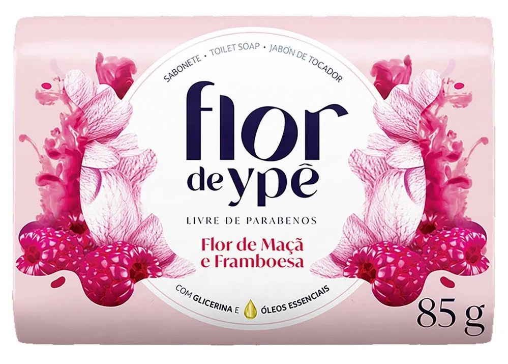 Sabonete Barra Flor De Maçã E Framboesa Flor De Ypê Envoltório 85g