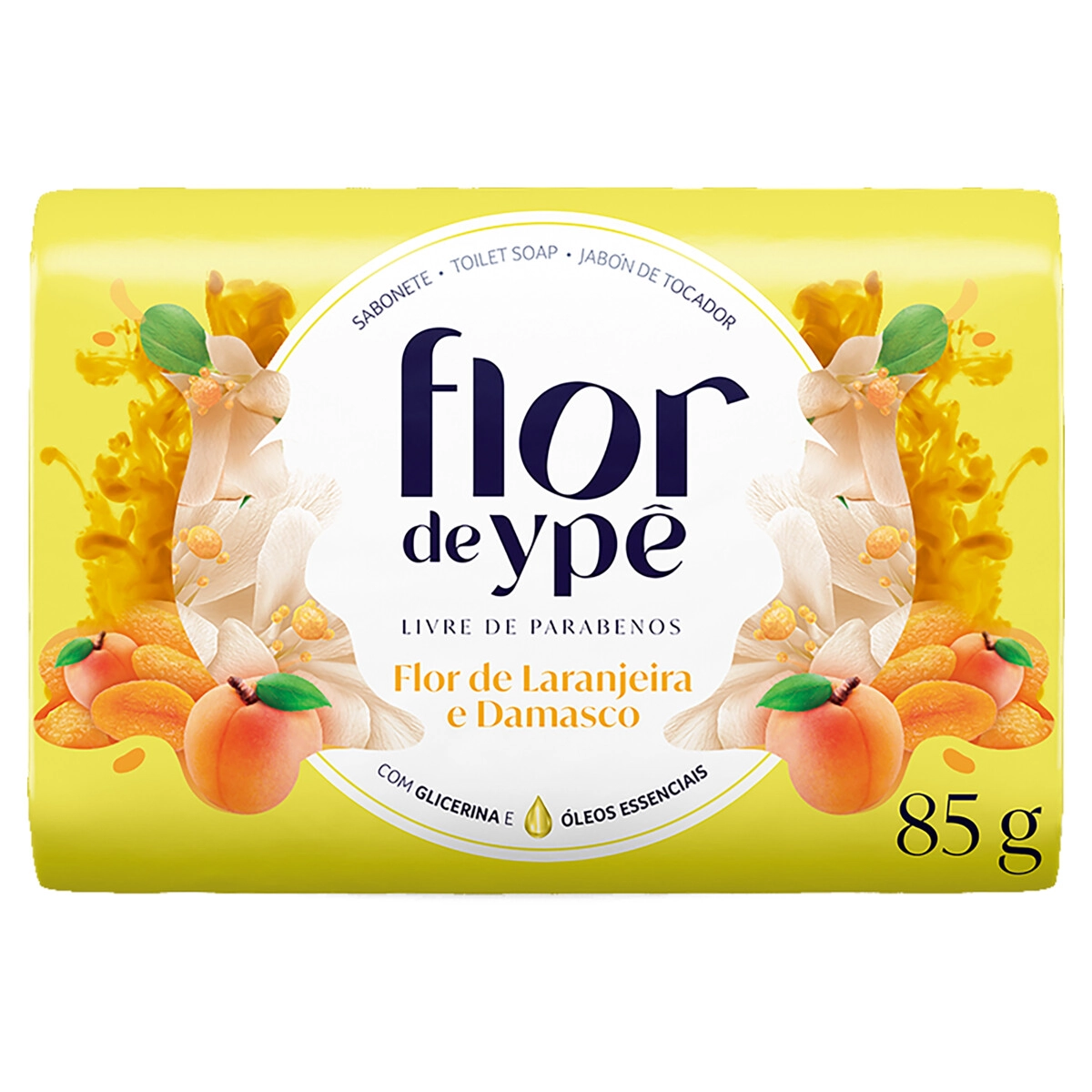 Sabonete Barra Flor De Laranjeira E Damasco Flor De Ypê Envoltório 85g