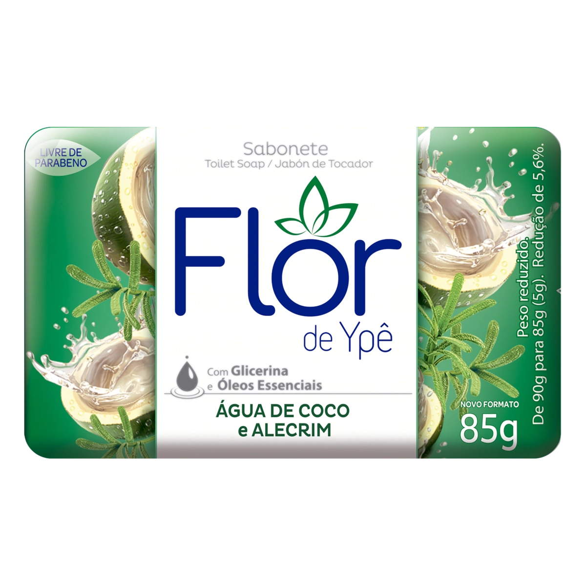 Sabonete Barra água De Coco E Alecrim Flor De Ypê Envoltório 85g