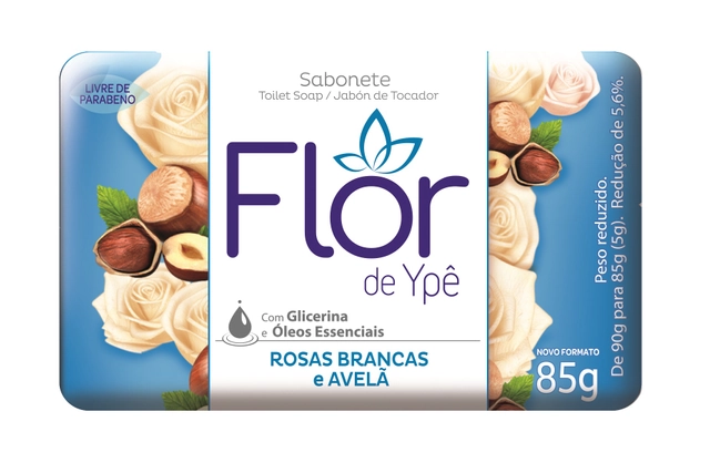 Sabonete Barra Rosas Brancas E Avelã Flor De Ypê Envoltório 85g