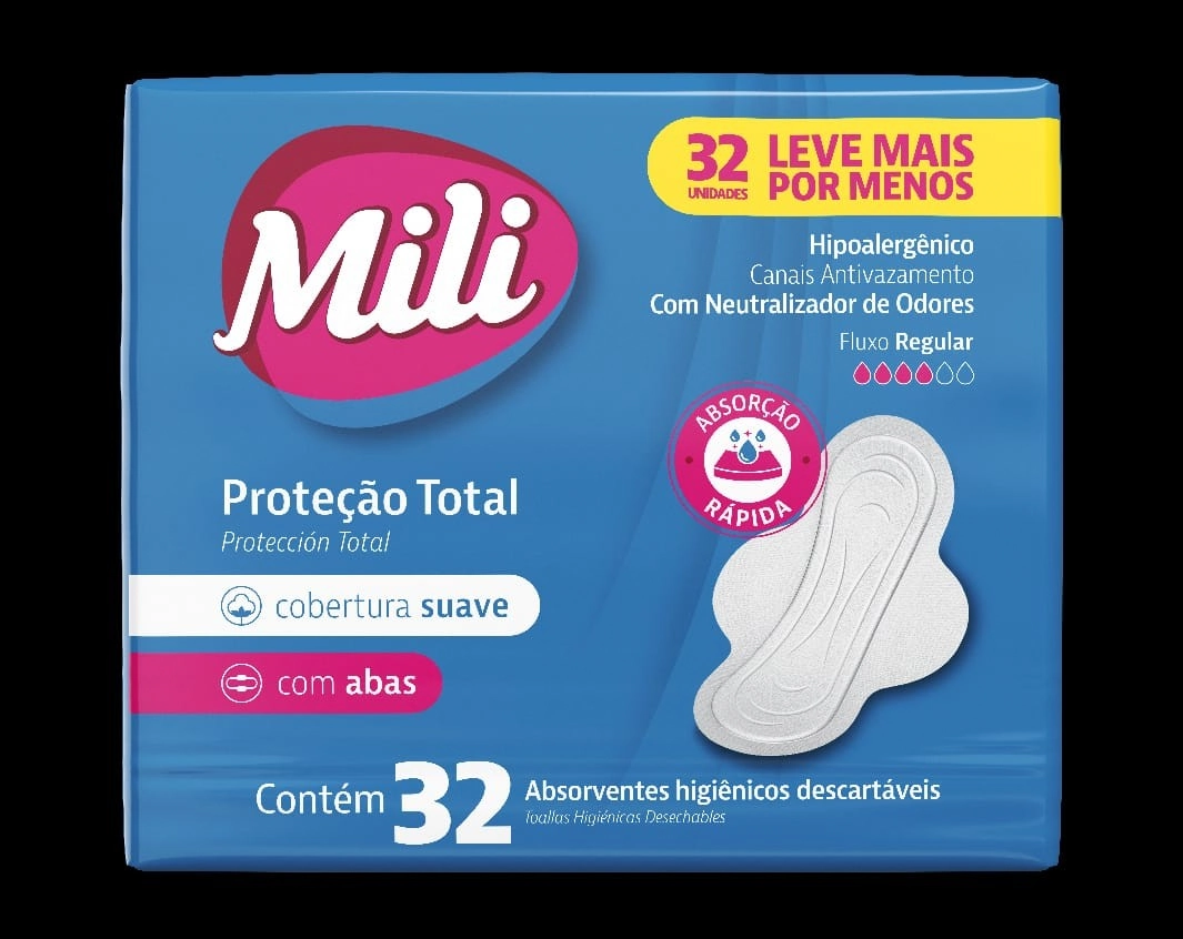Abs Mili Protecao Total Suave C/abas 32un