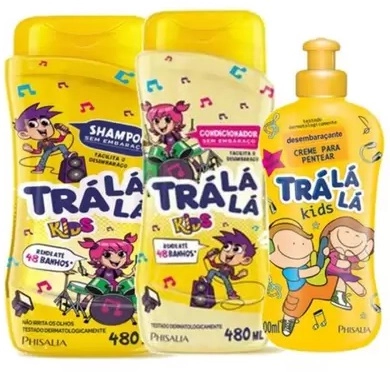 Kit Shampoo 480ml Condicionador 480ml Trá Lá Lá Kids Sem Embaraço Grátis Creme Para Pentear 300ml