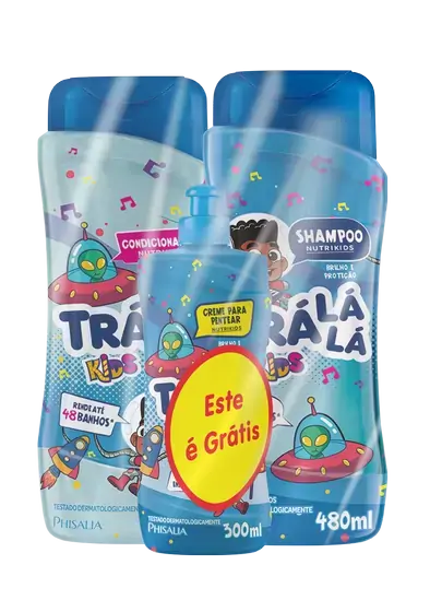 Kit Shampoo 480ml Condicionador 480ml Trá Lá Lá Nutrikids Grátis Creme Para Pentear 300ml