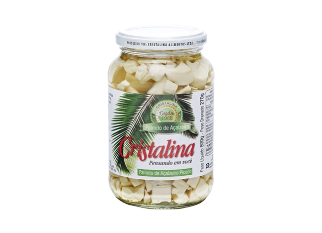 Palmito Açaí Em Conserva Picado Cristalina Vidro 270g