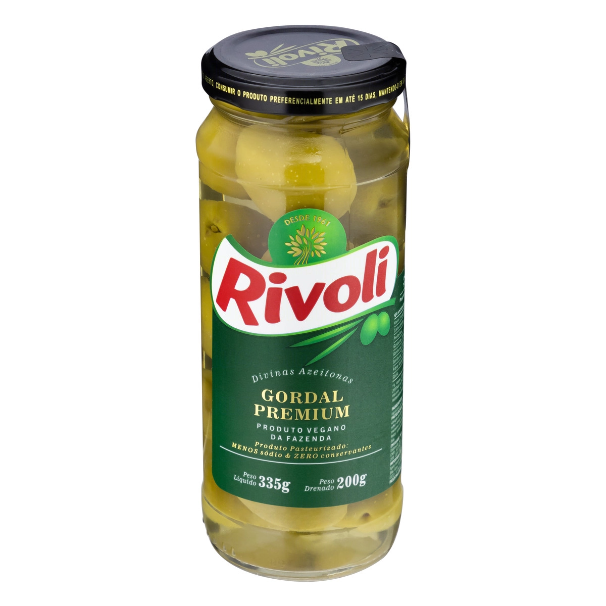 Azeitona Verde Em Conserva Gordal Rivoli Premium Vidro 200g