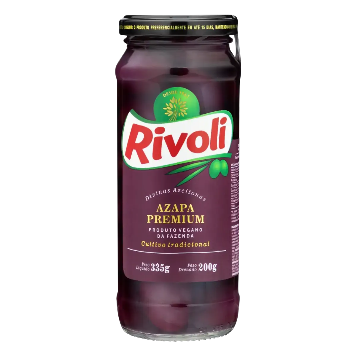 Azeitona Preta Em Conserva Azapa Rivoli Premium Vidro 200g