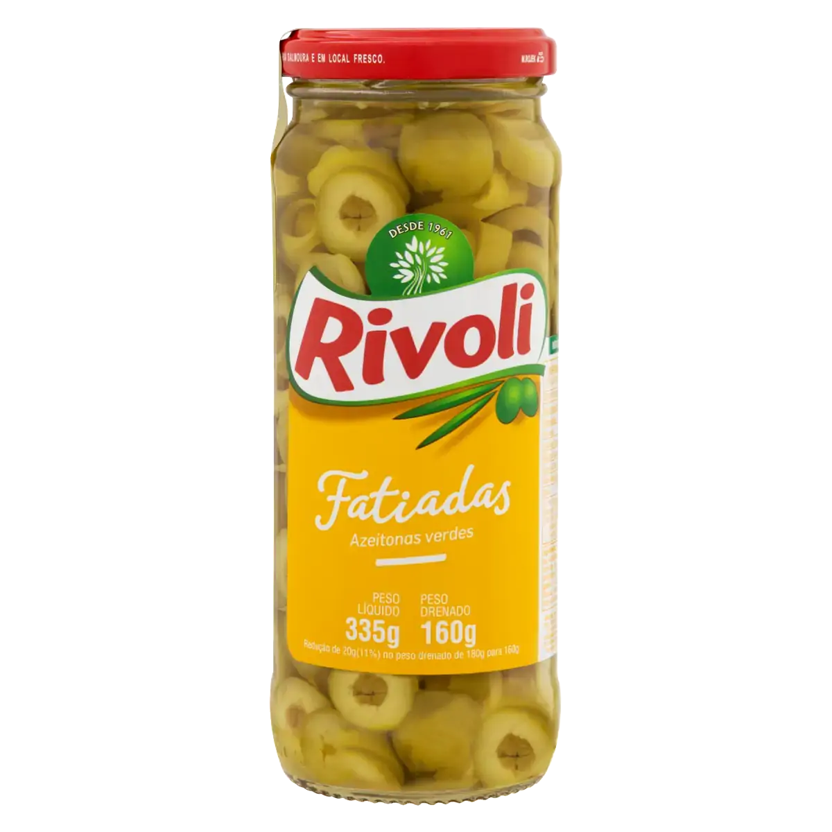 Azeitona Verde Em Conserva Fatiada Rivoli Vidro 160g