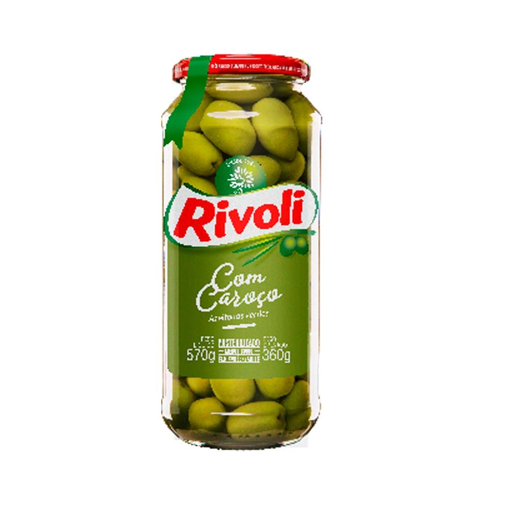 Azeitona Verde Em Conserva Com Caroço Rivoli Vidro 360g
