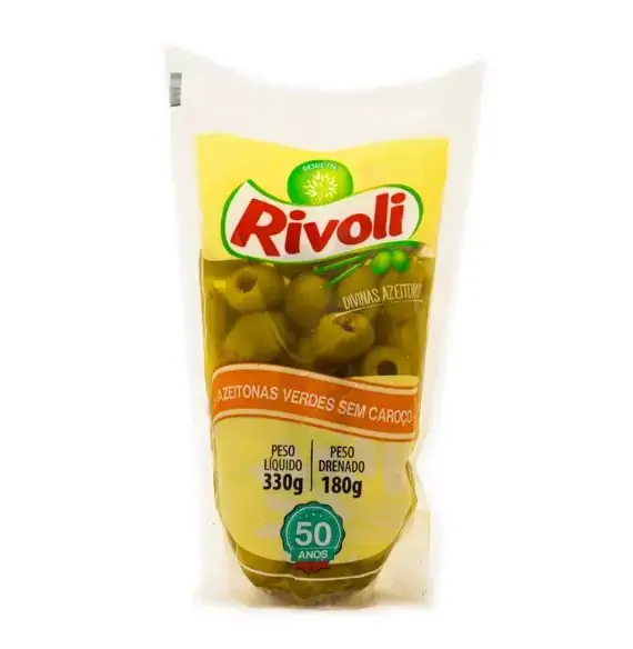 Azeitona Verde Em Conserva Sem Caroço Rivoli Sachê 150g