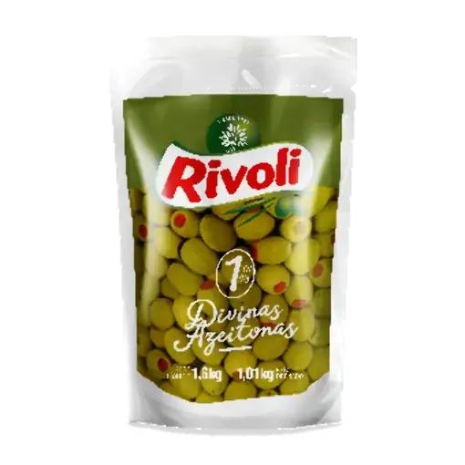 Azeitona Verde Em Conserva Recheada Com Pimentão Rivoli Sachê 1,01kg Embalagem Econômica