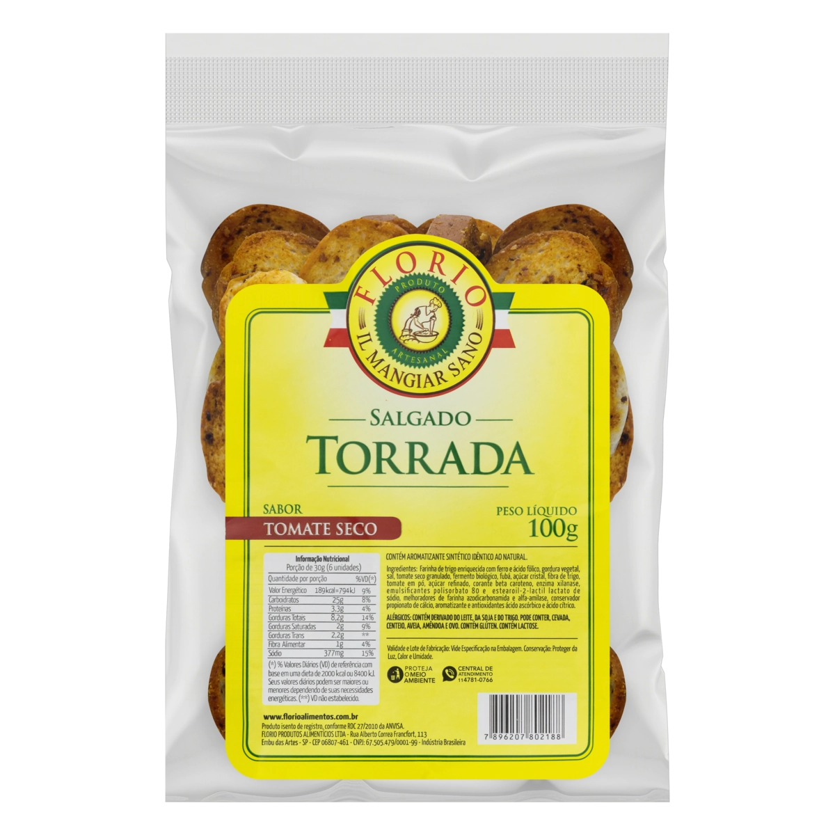 Torrada Tomate Seco Florio Pacote 100g