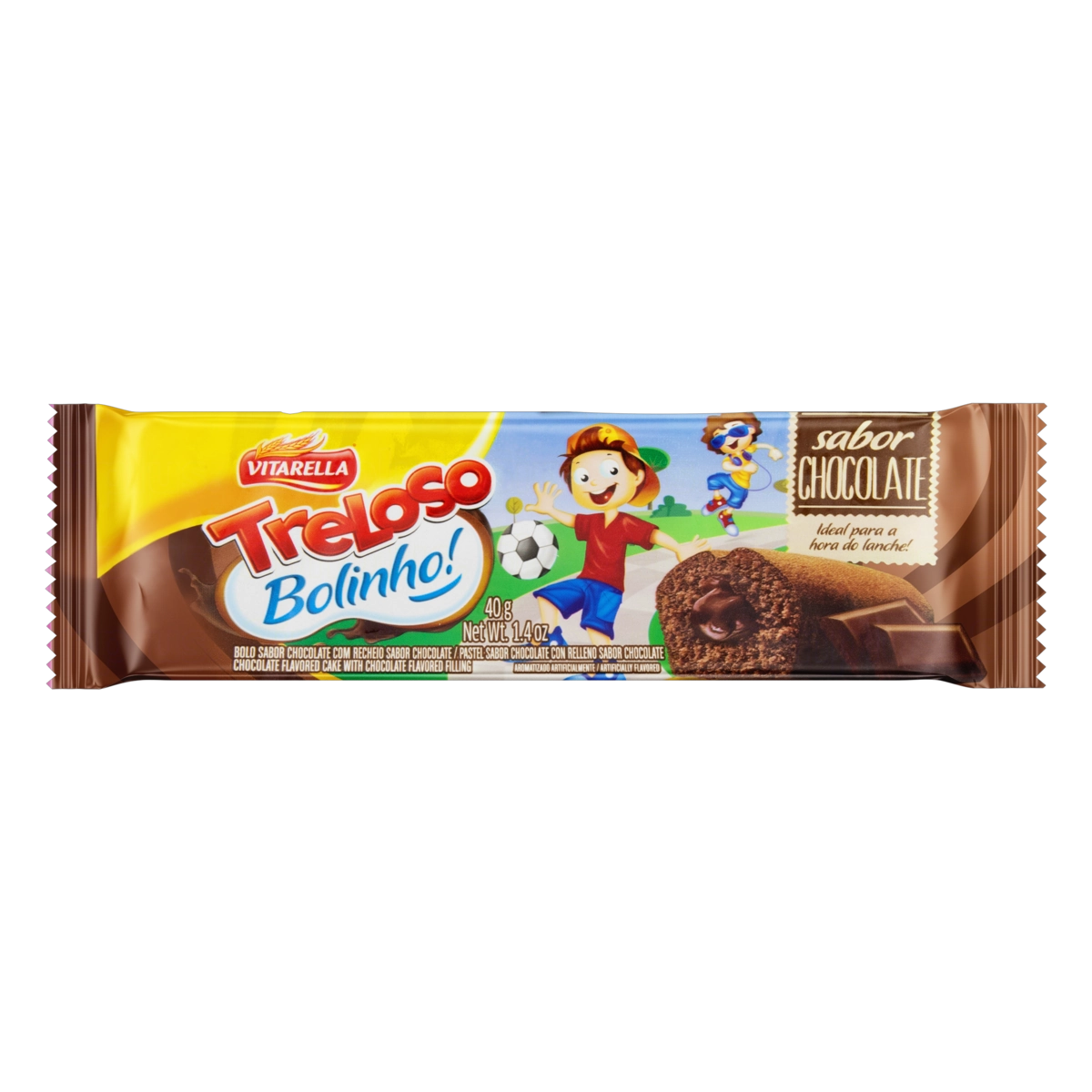 Bolinho Chocolate Recheio Chocolate Vitarella Treloso Pacote 40g