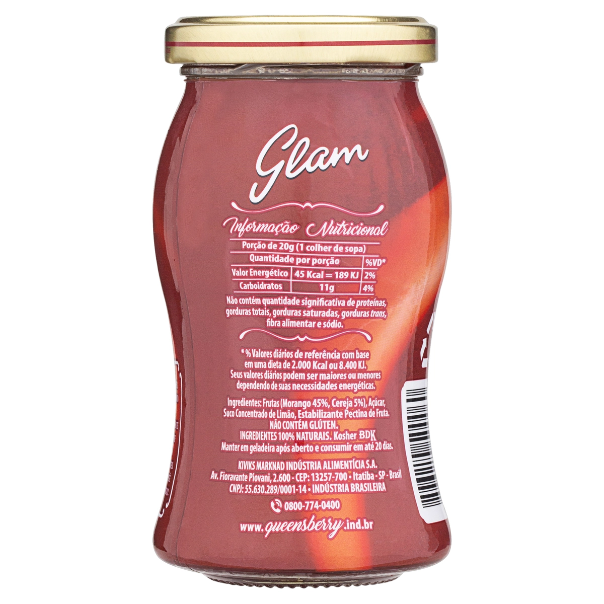 Geleia Cremosa Morango Queensberry Glam Vidro 270g