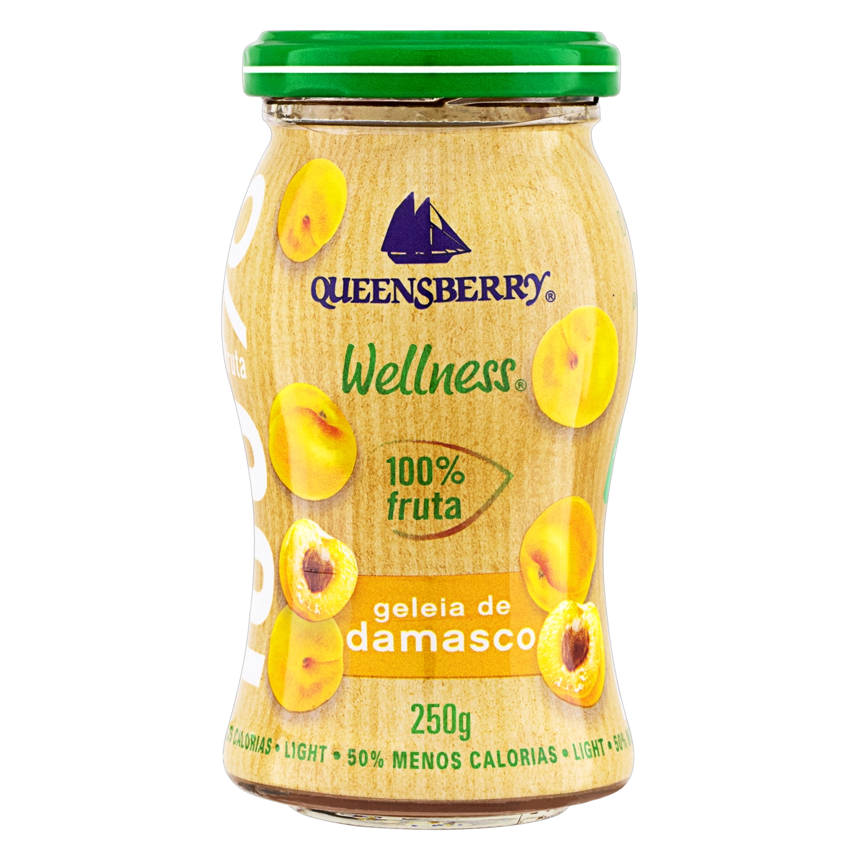 Geleia 100 Fruta Damasco Light Queensberry Wellness Vidro 250g