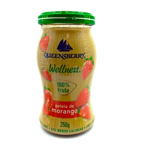 Geleia 100 Fruta Morango Light Queensberry Wellness Vidro 250g