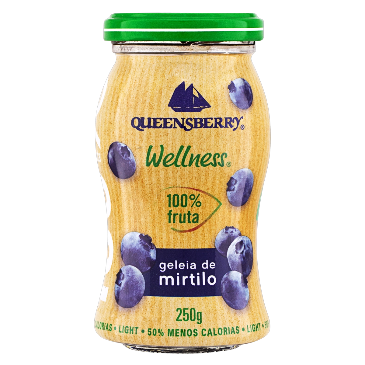 Geleia 100 Fruta Mirtilo Light Queensberry Wellness Vidro 250g