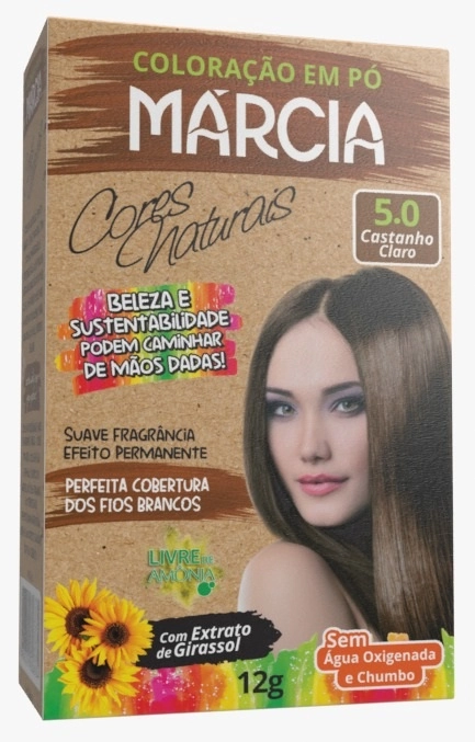 Coloração Cores Naturais Em Pó 5.0 Castanho Claro Márcia 12g