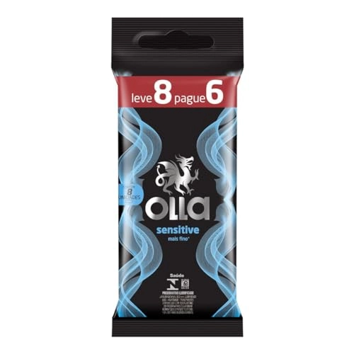 Preservativo Masculino Lubrificado Sensitive Olla Pacote Leve 8 Pague 6 Unidades