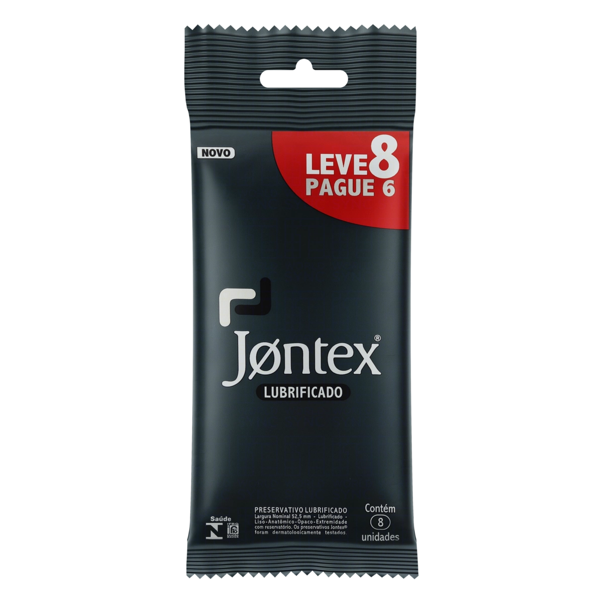 Preservativo Masculino Lubrificado Jontex Pacote Leve 8 Pague 6 Unidades