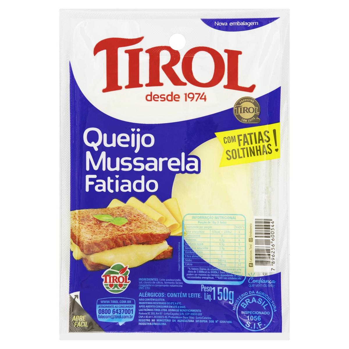 Queijo Mussarela Fatiado Tirol 150g